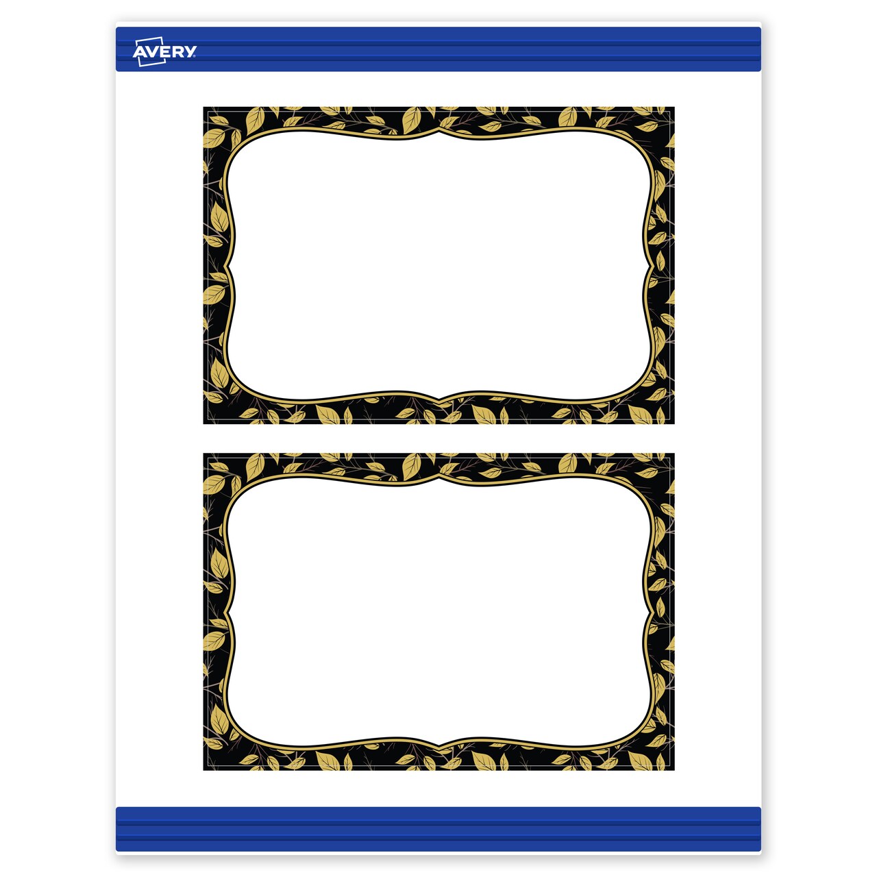 Avery Printable Rectangle Postcards, 4" x 6", Matte White, Pre-printed Flourished Black Border/Golden Leaves Design, Sure Feed Technology, Laser & Inkjet Compatible, 40 Total